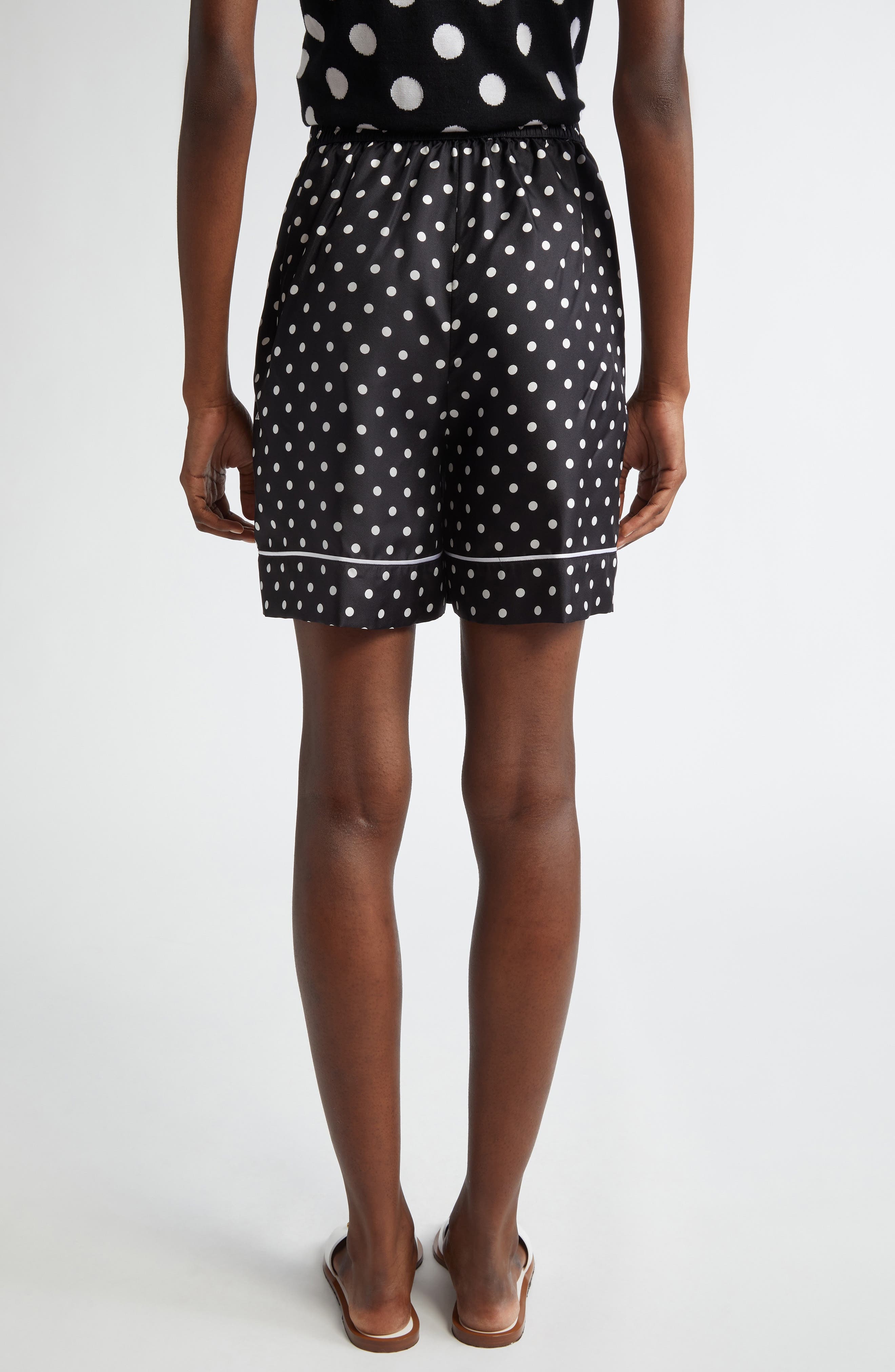 Dolce&Gabbana Polka Dot Silk Pajama Shorts in Nero at Nordstrom - 3