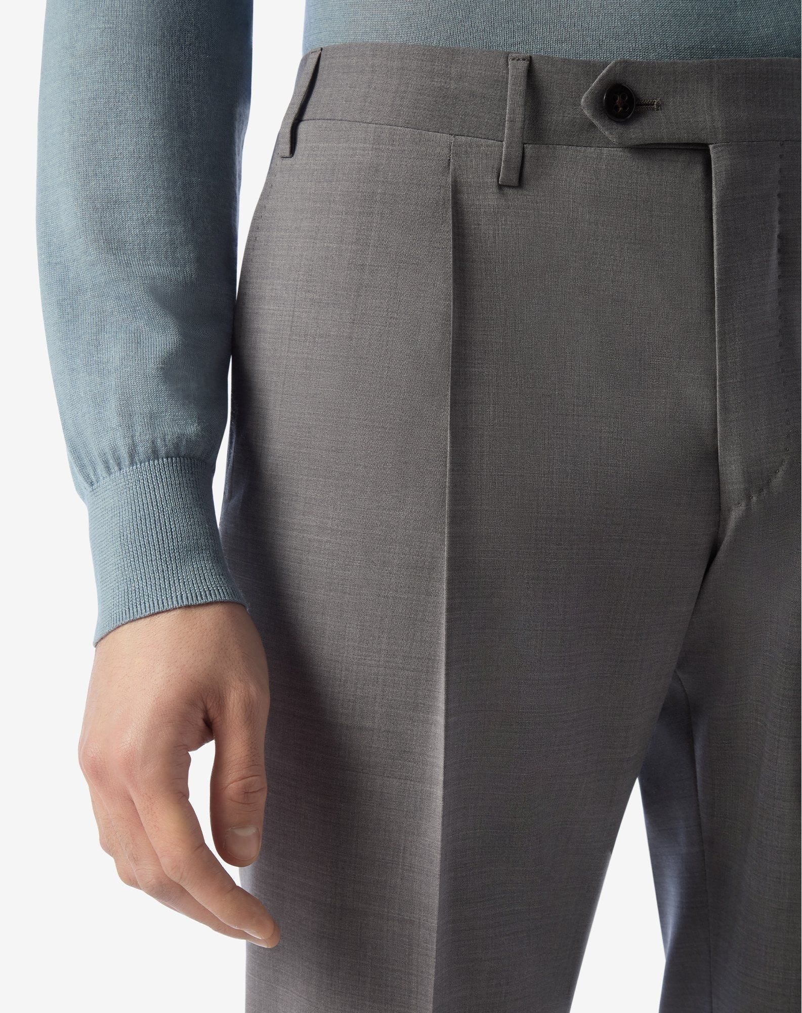Medium grey 120's stretch wool trousers - 3
