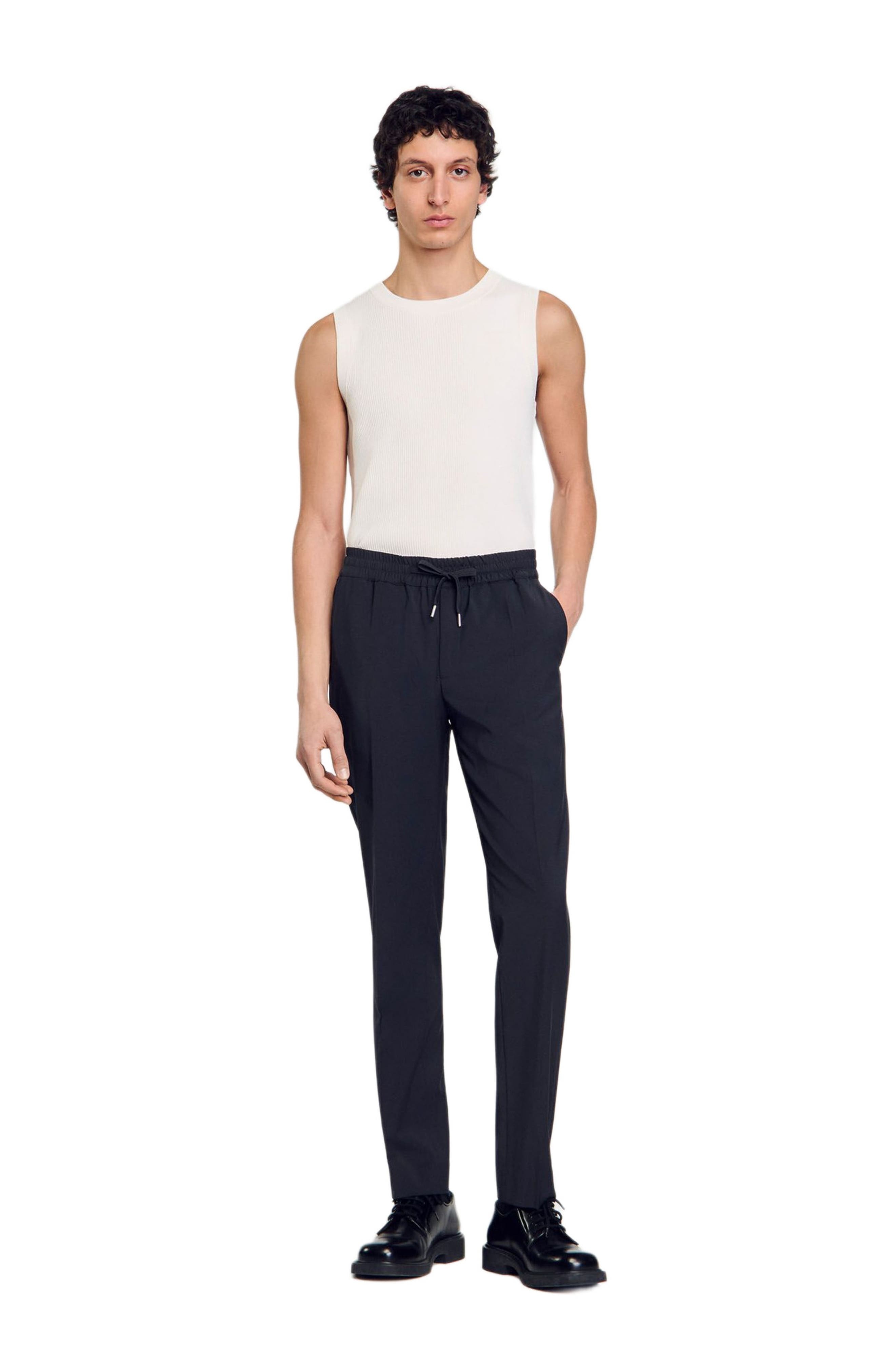 SANDRO Elasticated straight-leg trousers in Fonte at Nordstrom - 6