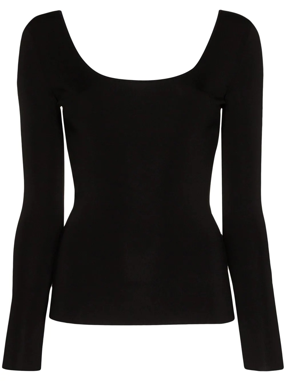 scoop-neck long-sleeve top - 1