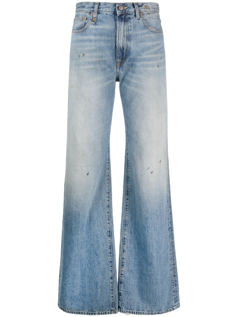 high-rise stonewashed wide-leg jeans - 1