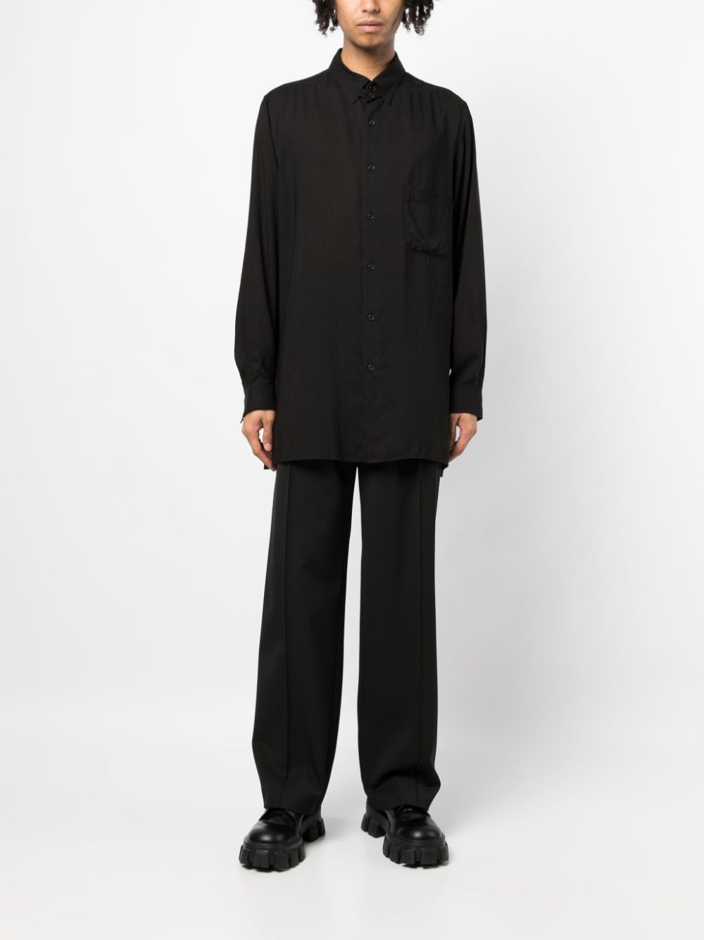 pointed-collar button-up shirt - 2