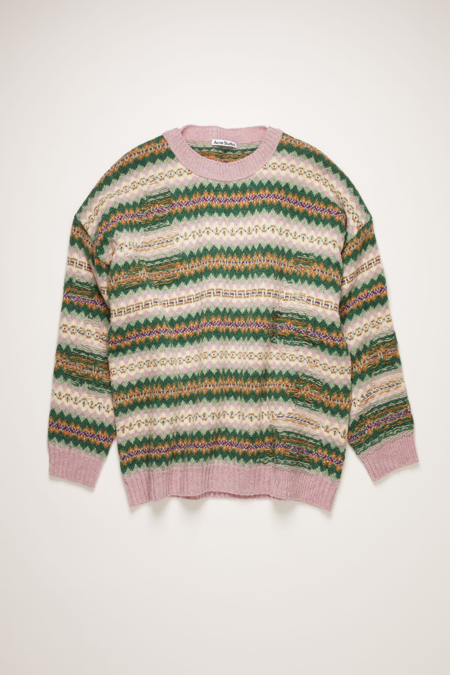 Fair isle sweater green/pink multi - 1