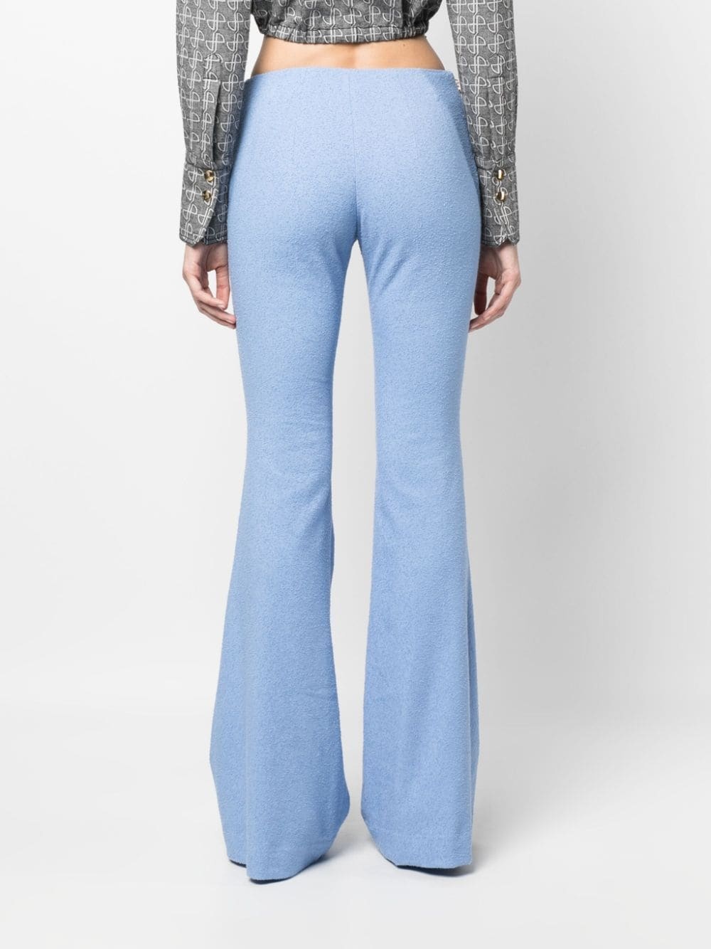 linen-blend flared trousers - 4