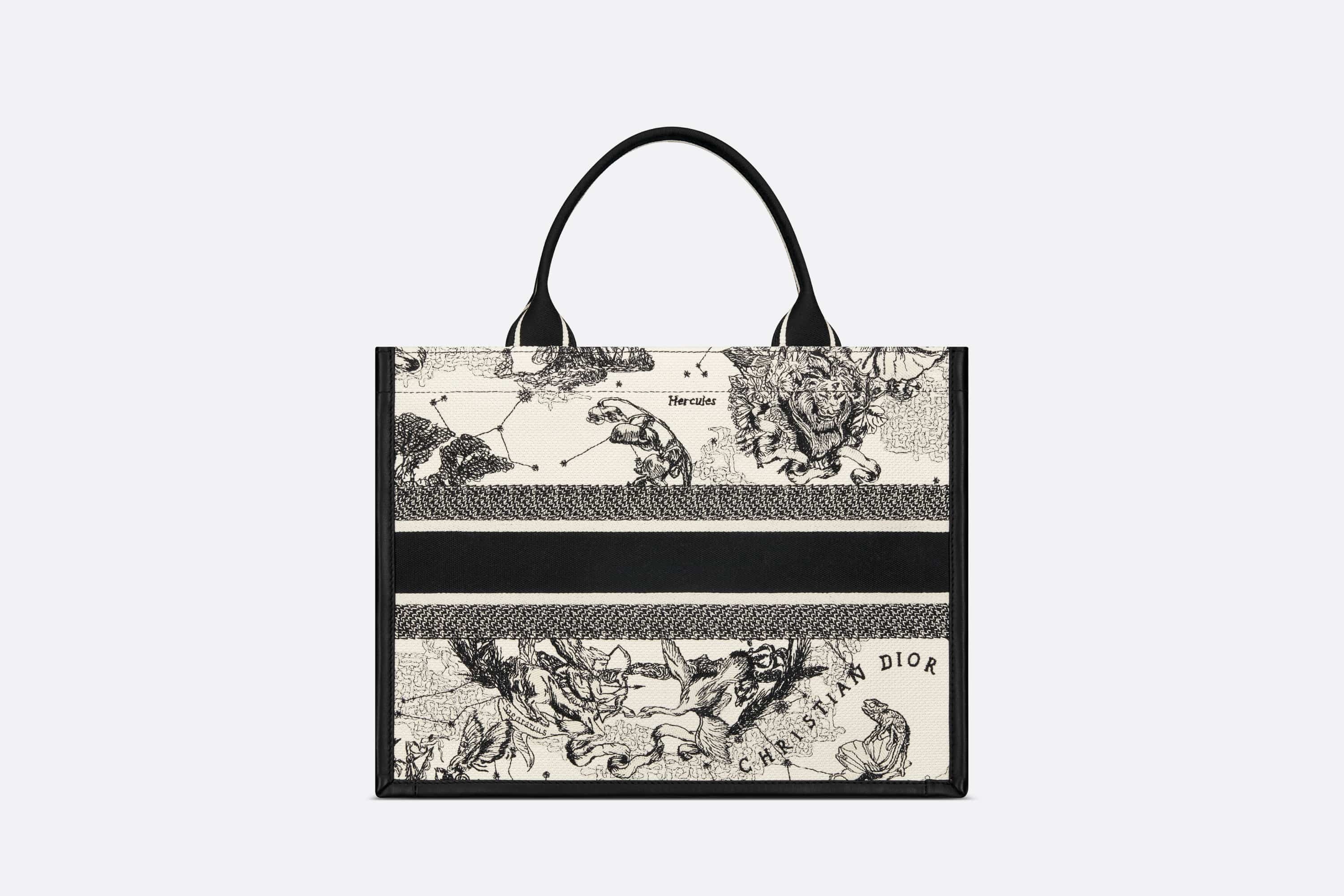 【無料郵送/関税込/正規品】 Dior Medium Book Tote Black White CHRISTIAN DIOR Book Tote Medium Hand Bag Houndstooth Canvas