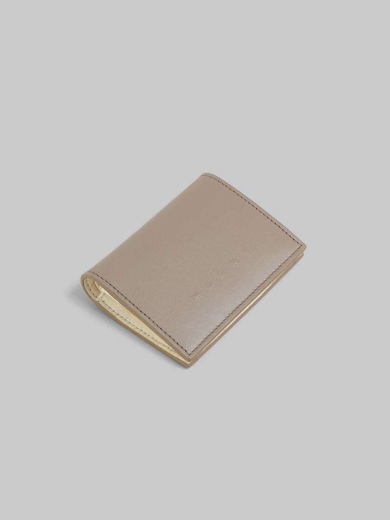 TAUPE LEATHER BIFOLD WALLET WITH RAISED MARNI LOGO 5