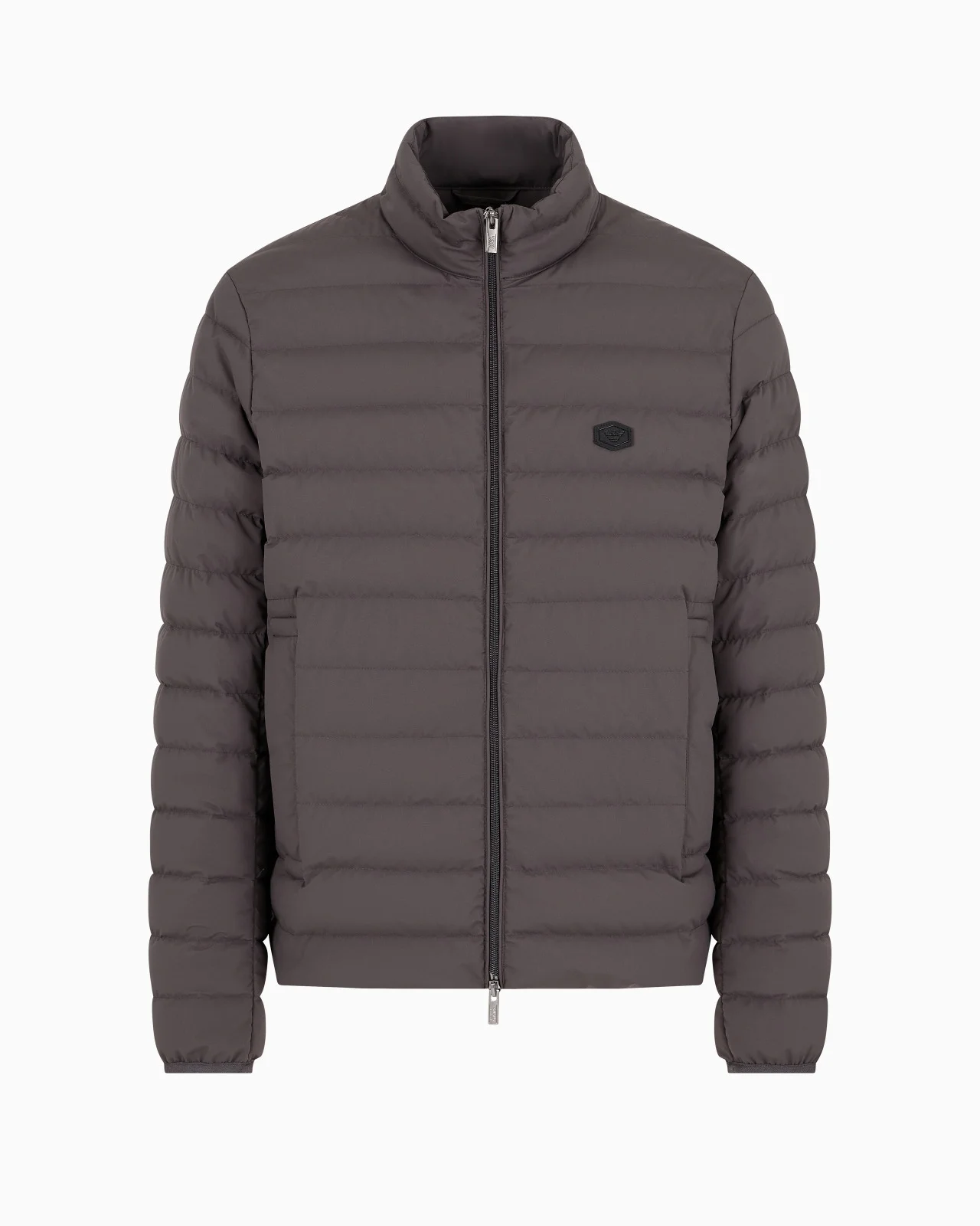 Quilted nylon full-zip down jacket with eagle logo patch - 1