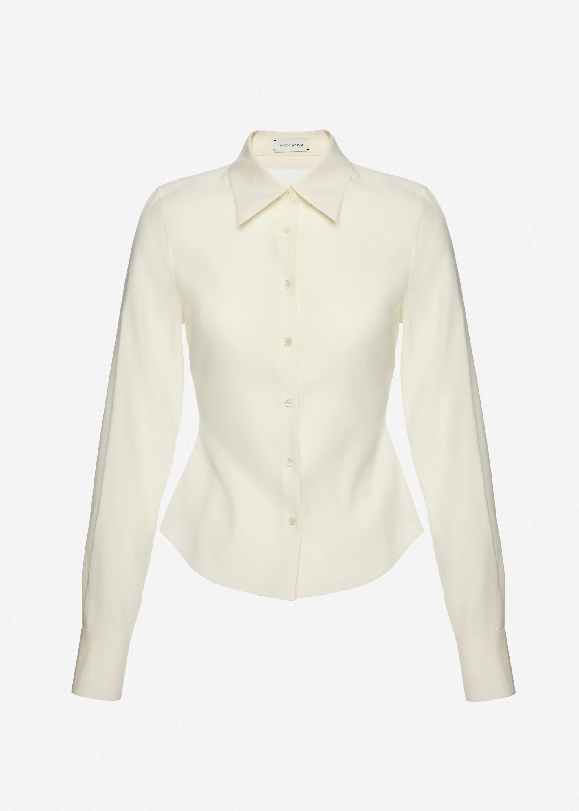 Tailored wool and silk shirt in cream - 1