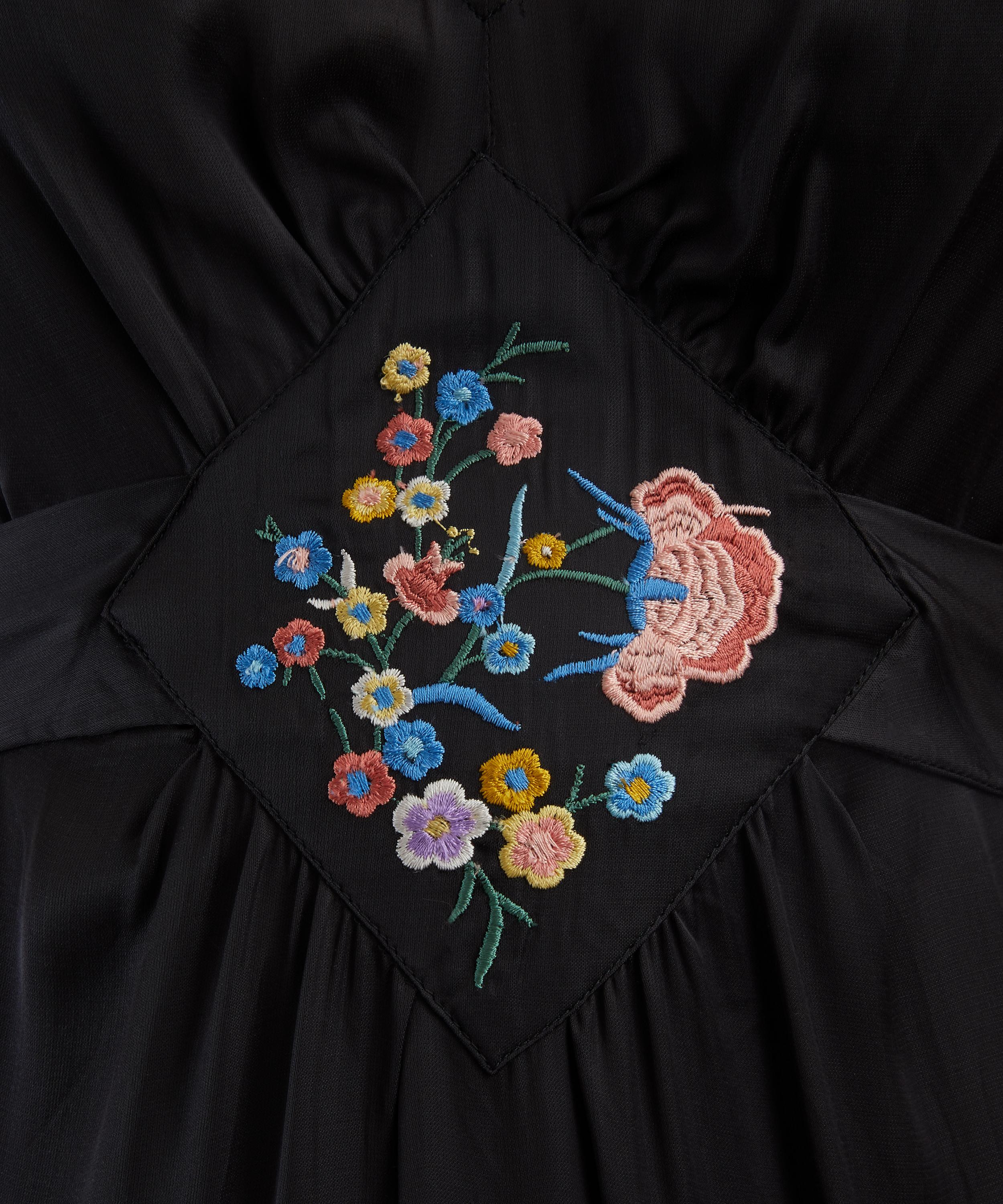 Carey Orchard Embroidery Black Midi Dress - 5