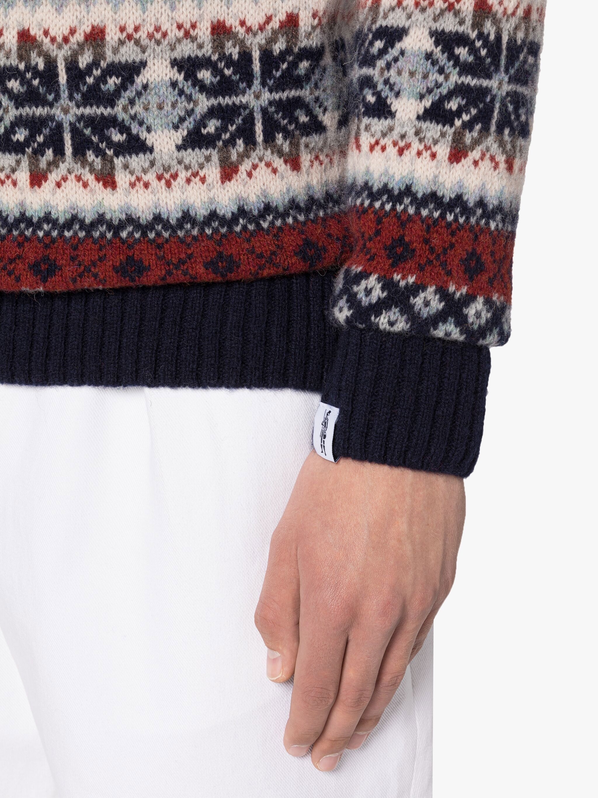 IMPULSE NAVY WOOL FAIR ISLE CREWNECK SWEATER - 6