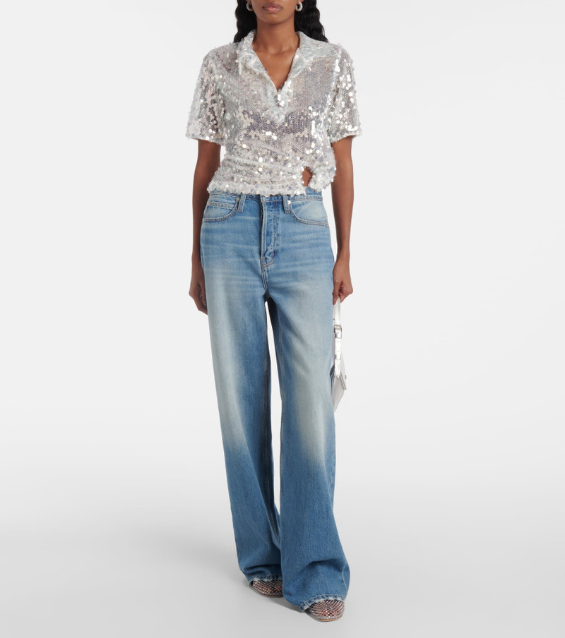 CHRISTOPHER ESBER Sequined semi-sheer polo shirt outlook