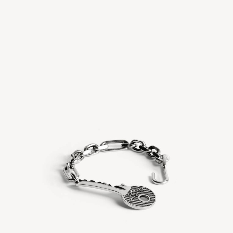 BALENCIAGA Men's Neverlost Bracelet in Antique Silver outlook