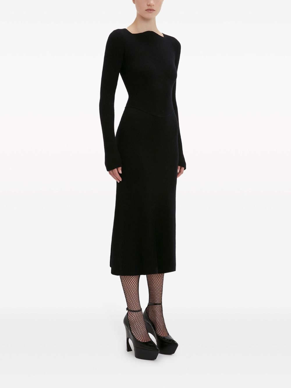 ribbed stretch-wool midi dress - 3