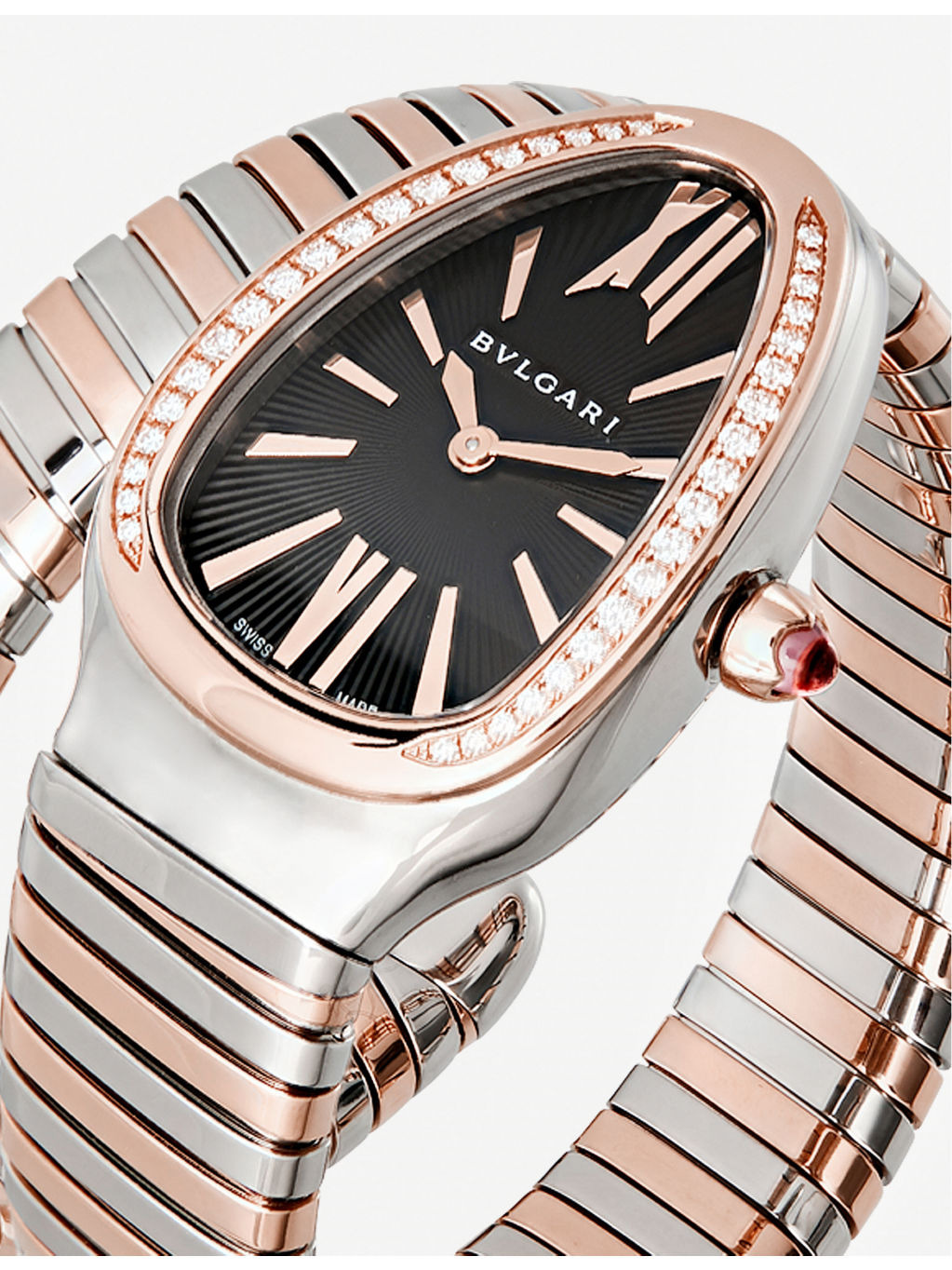 Serpenti 18ct pink-gold and stainless steel watch - 3