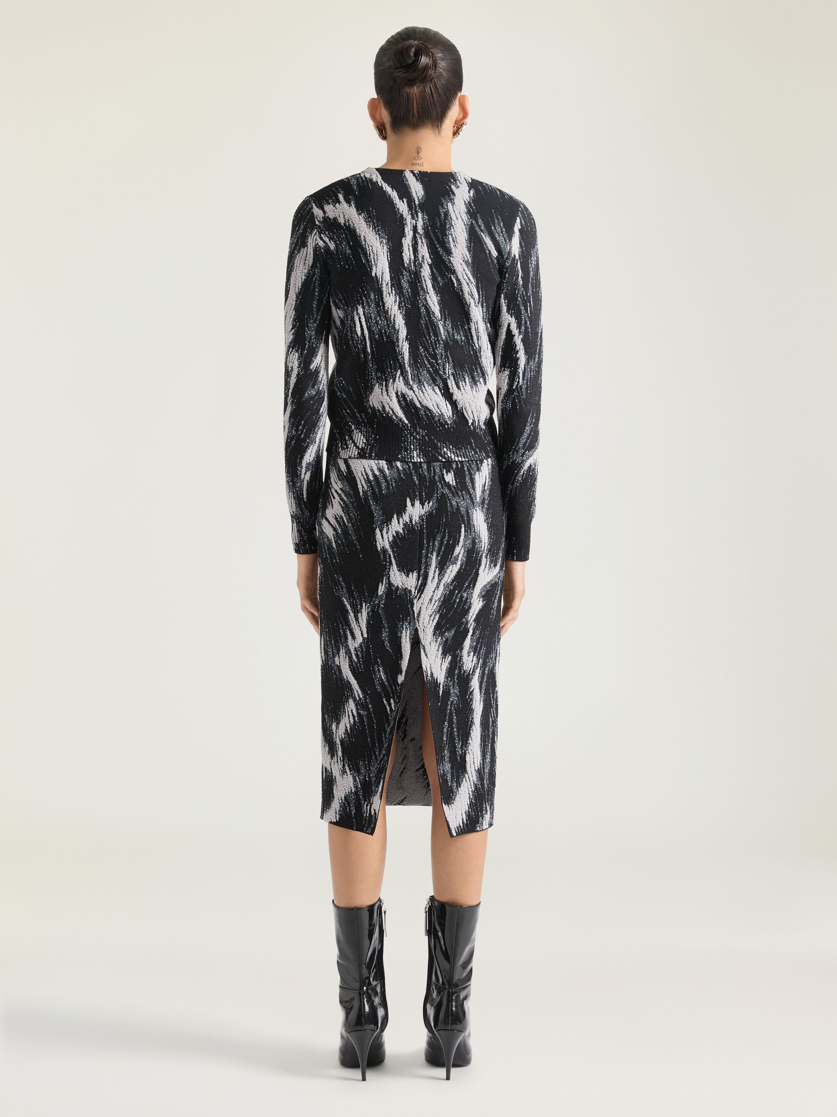 CROPPED CARDIGAN IN ANIMAL JACQUARD VISCOSE - 3