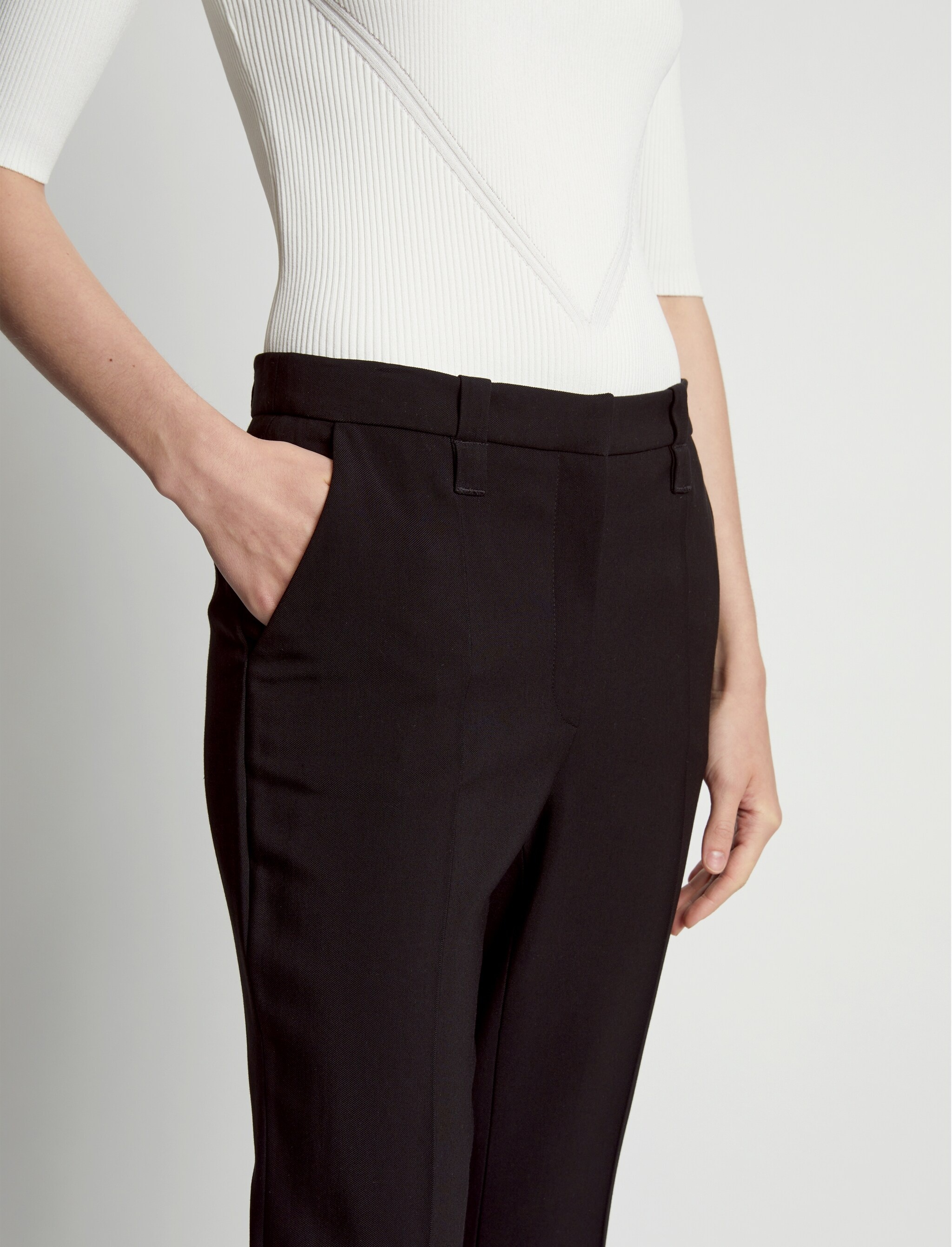 Viscose Suiting Crop Flare Pants - 5