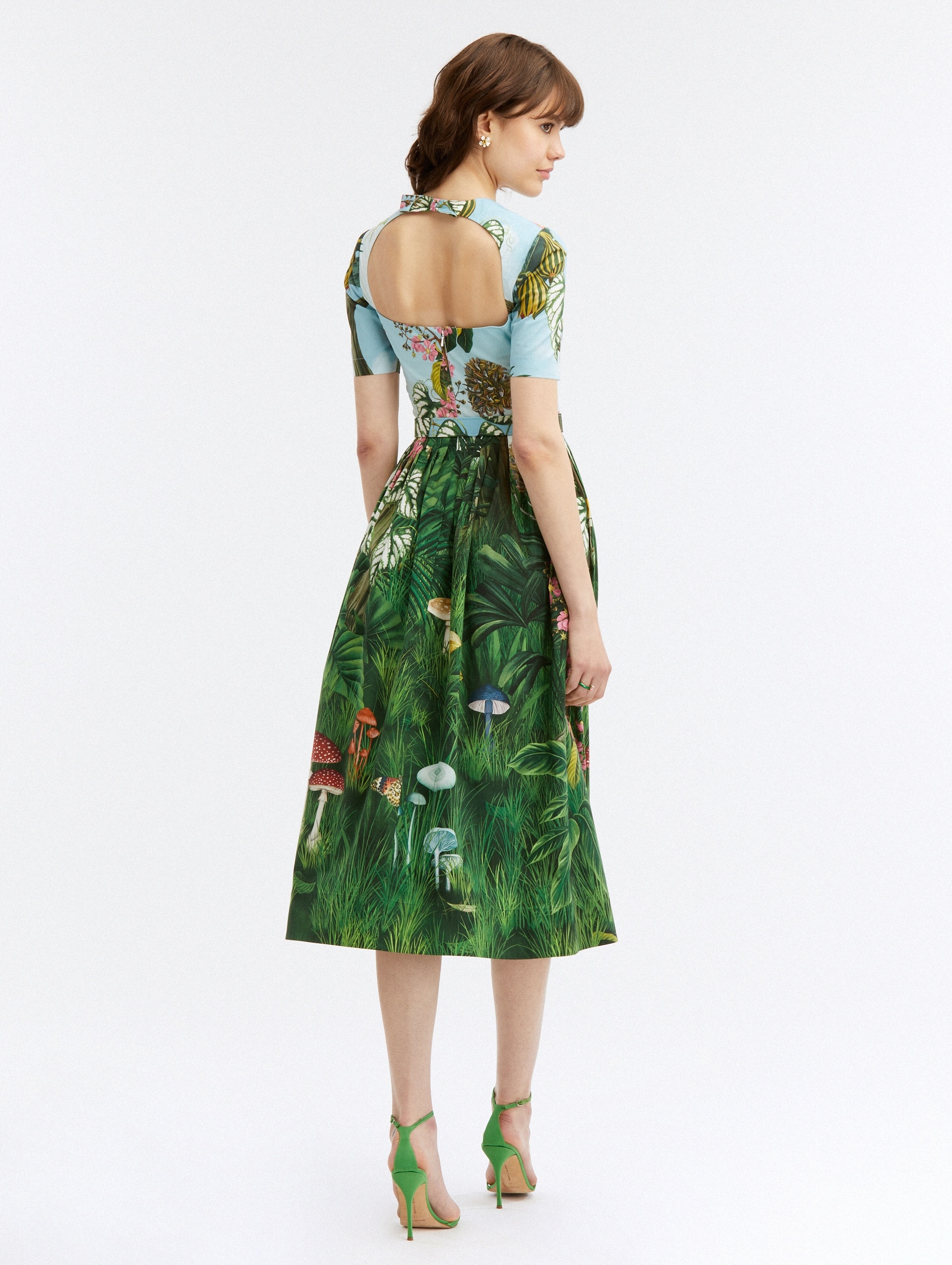 BOTANICAL FOREST POPLIN MIDI DRESS - 3