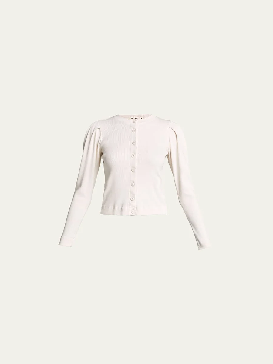 Puff-Sleeve Cardigan - 1