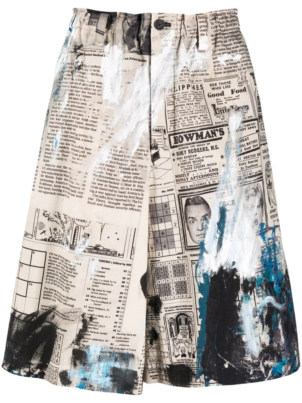 newspaper-print shorts - 1