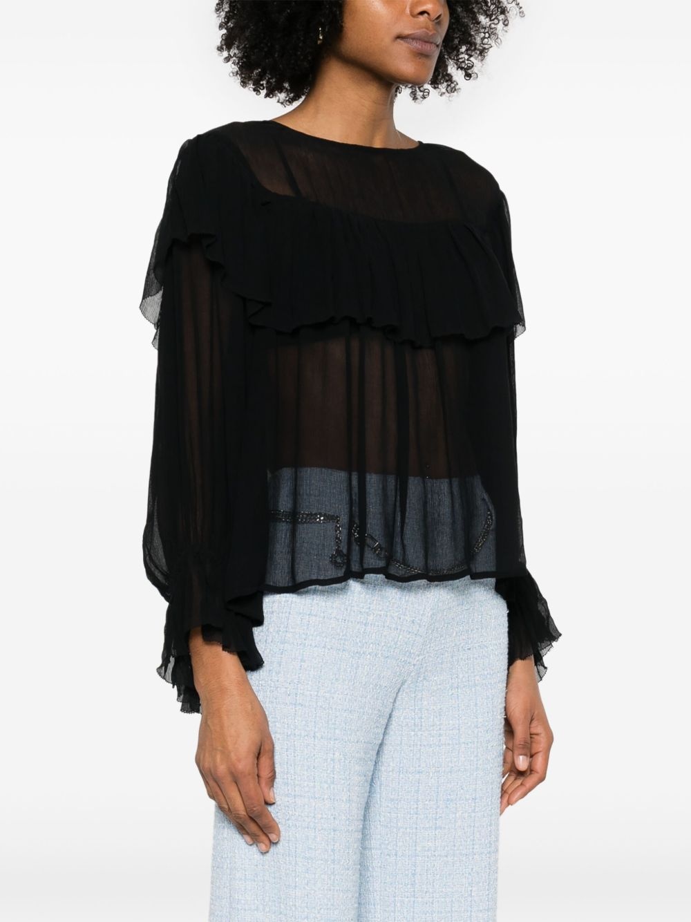 semi-sheer blouse - 3