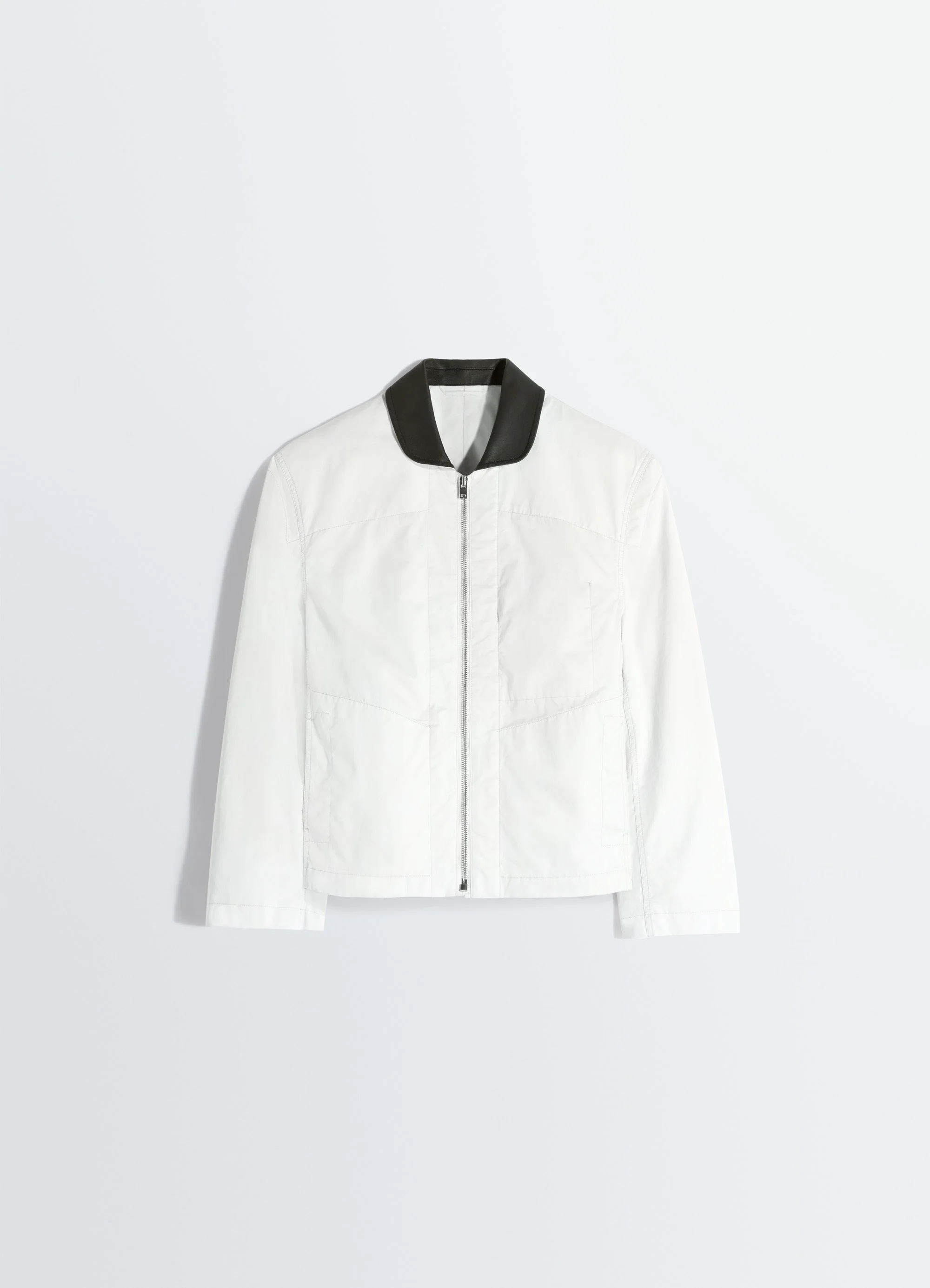 LEATHER COLLAR BLOUSON IN COTTON TWILL - 1