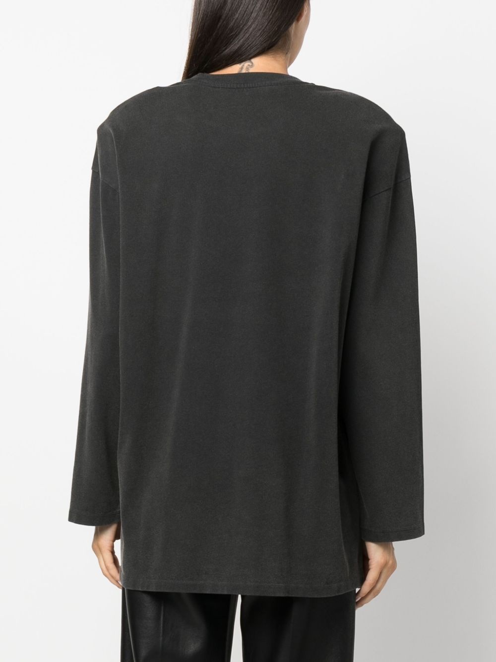 sequin-logo cotton T-shirt - 4