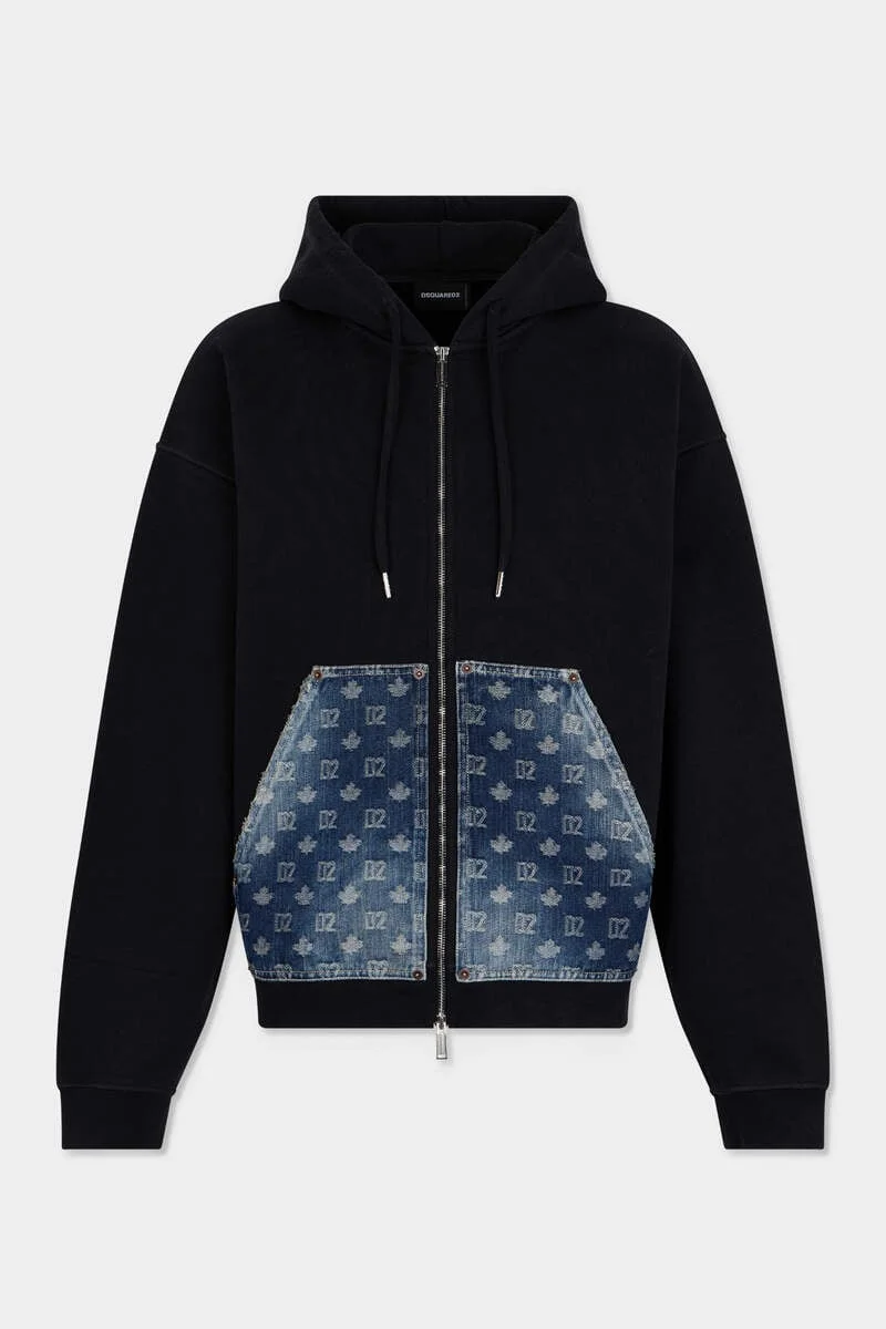 D2 MONOGRAM RELAX FIT ZIPPED HOODIE - 1