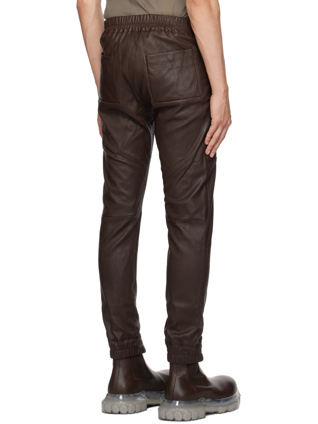 Brown Easy Strobe Leather Cargo Pants - 3