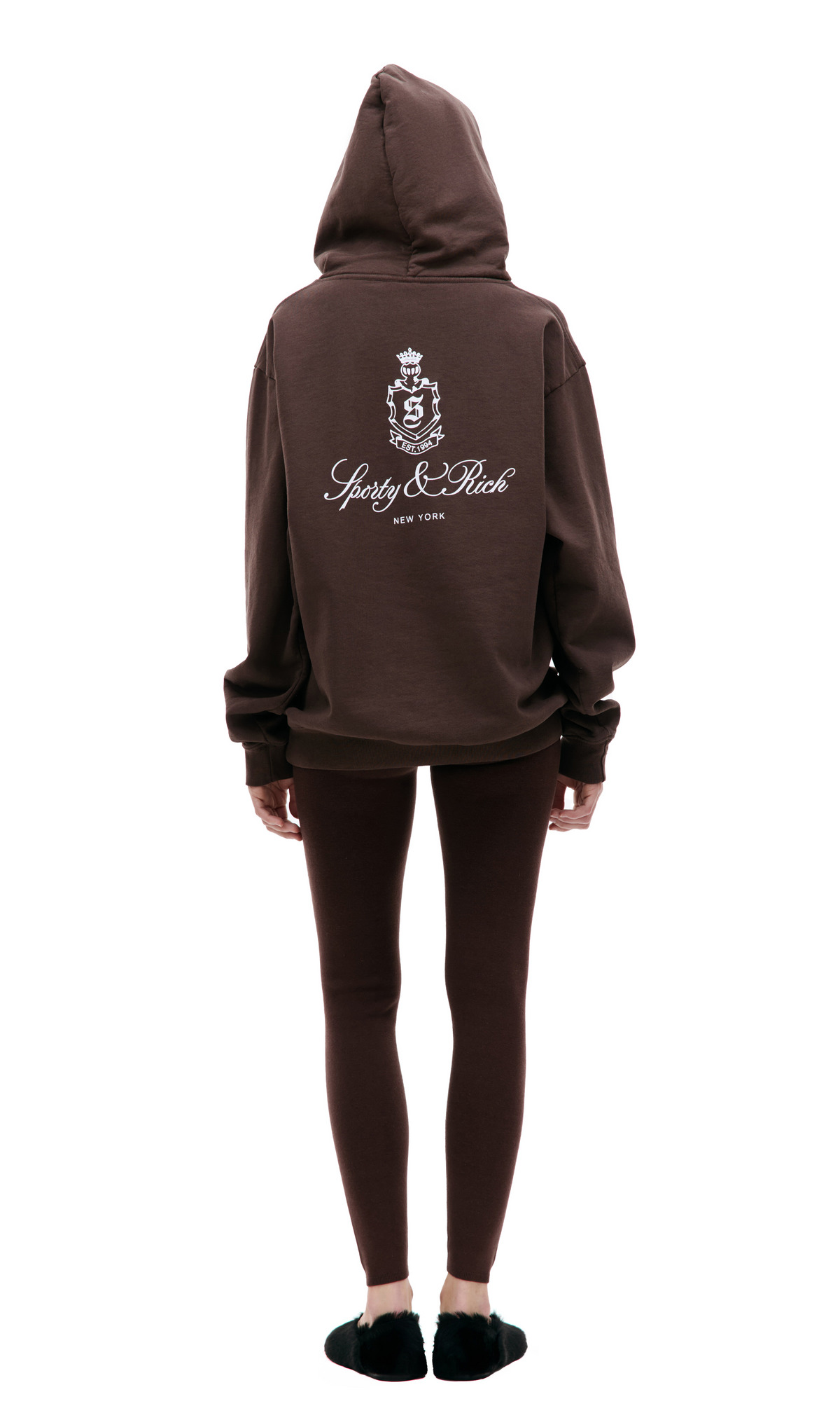 SERIF LOGO RIBBED LEGGING (CHOCOLATE) - 3
