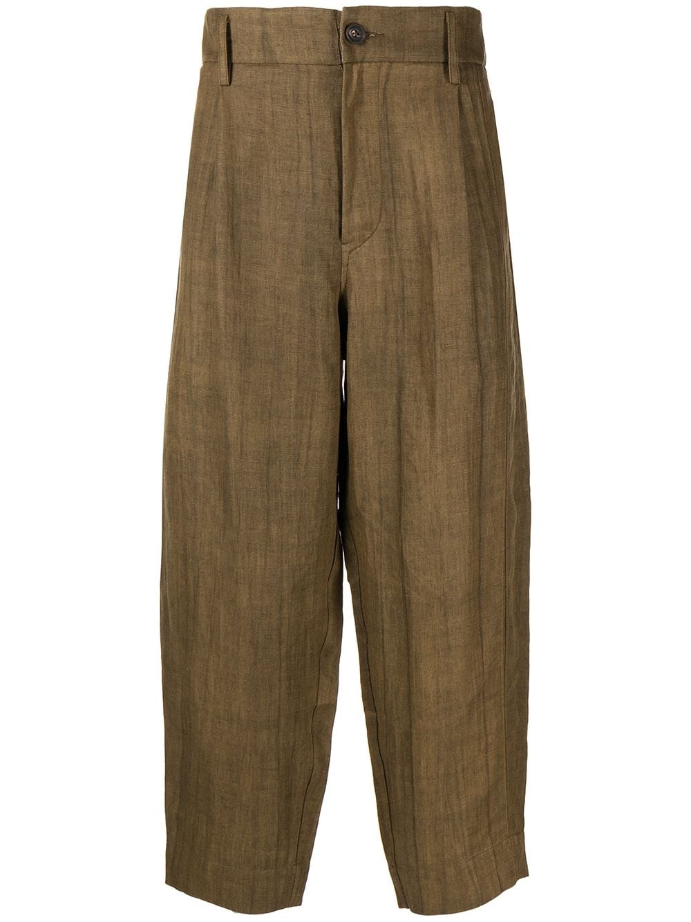 wide-leg cropped linen trousers - 1