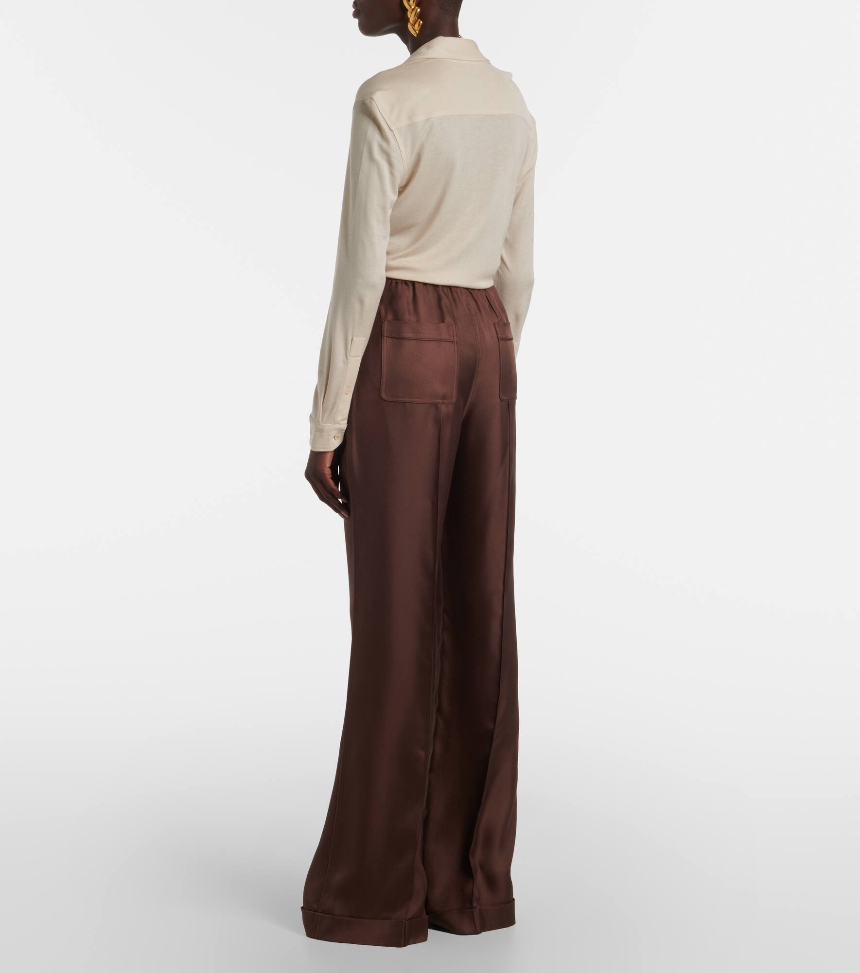 Silk twill wide-leg pants - 3
