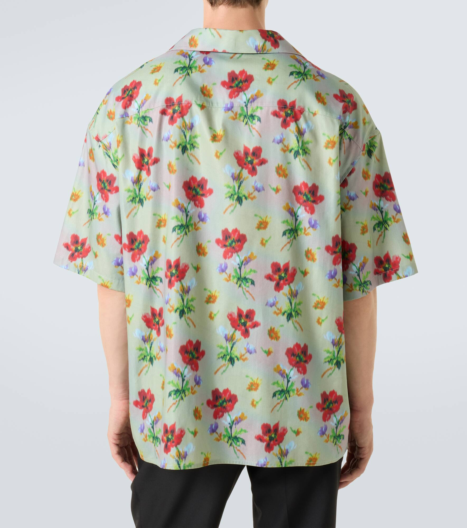 Floral cotton and silk twill bowling shirt - 4