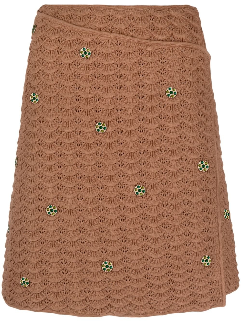 embellished crochet-knit wrap skirt - 1