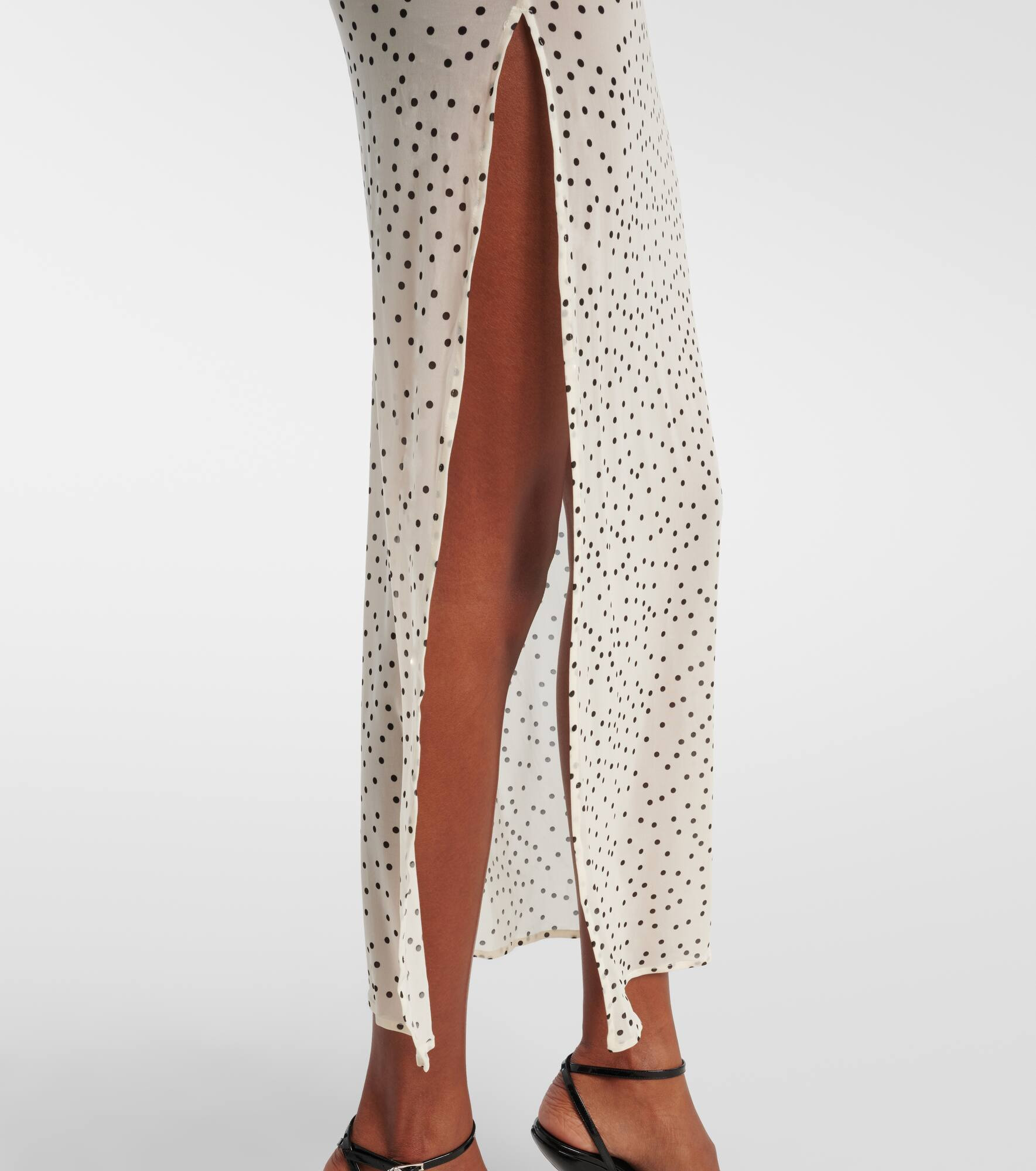 Floral-appliqué polka-dot maxi dress - 6