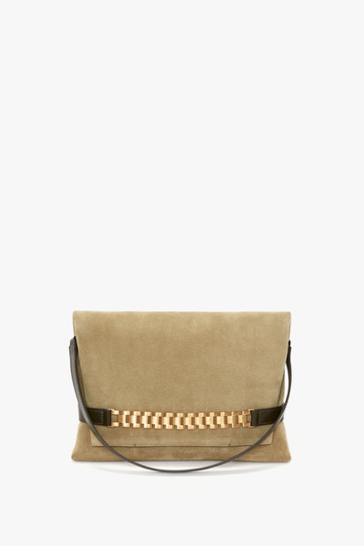 Victoria Beckham Chain Pouch with Strap in Suede outlook