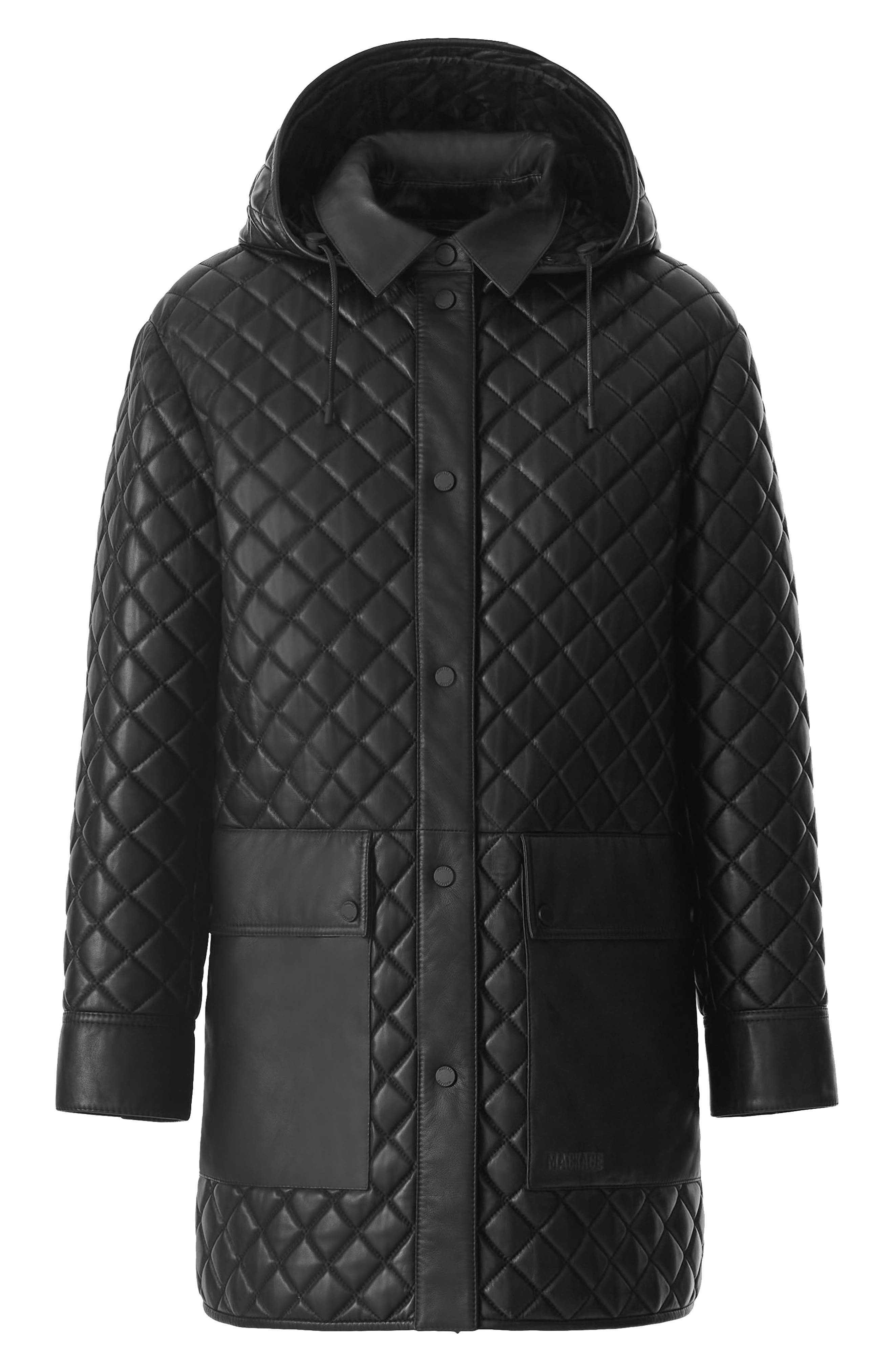 Mackage Litzy Quilted Hooded Leather Jacket in Black at Nordstrom - 5