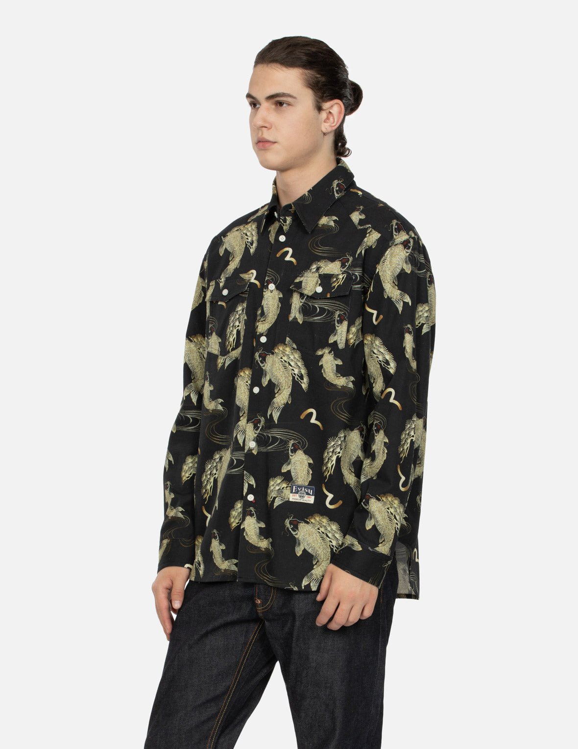 ALLOVER CARP AND SEAGULL PRINT OVERSIZED SHIRT - 7