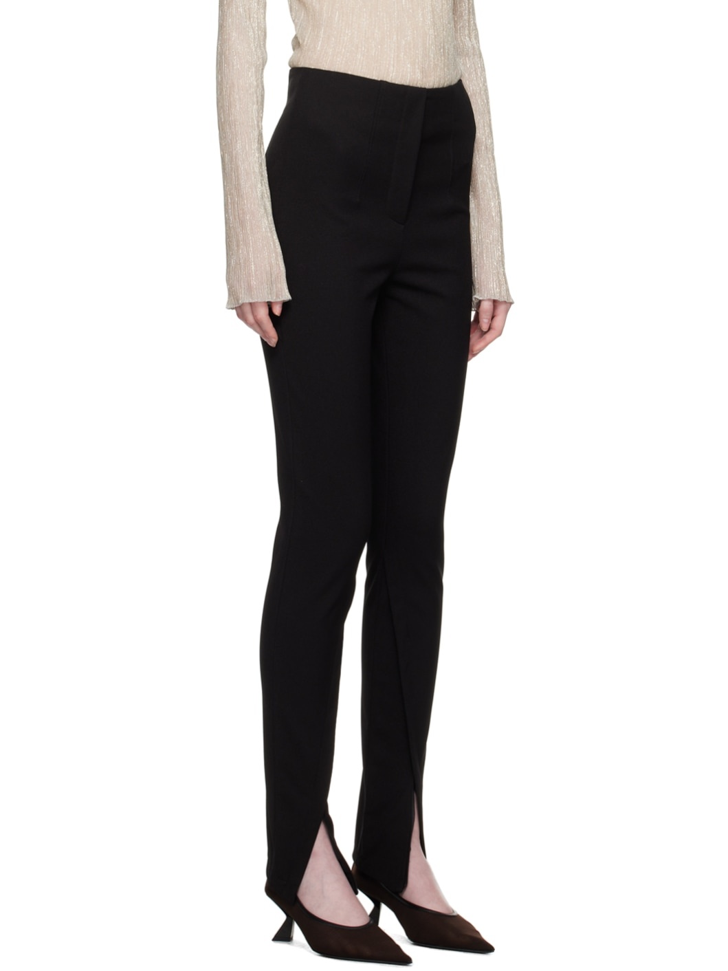 Black Zip Vent Trousers - 2