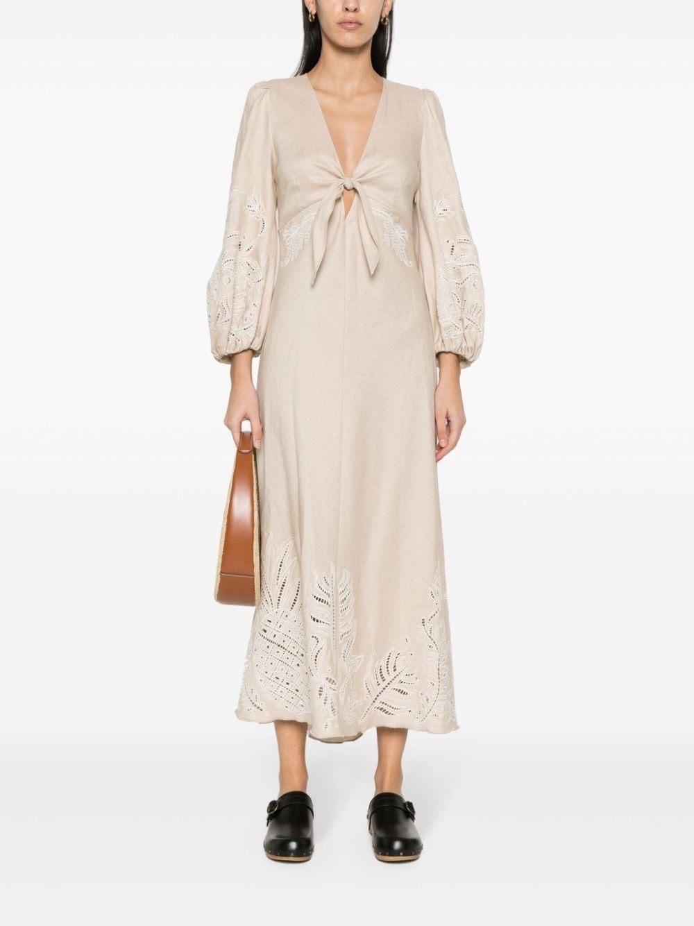 embroidered linen dress - 2