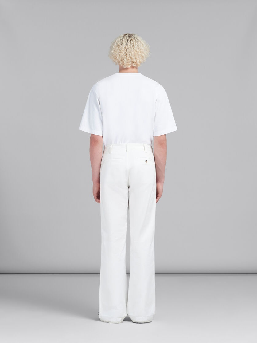WHITE BIO GABARDINE FLARED TROUSERS - 3