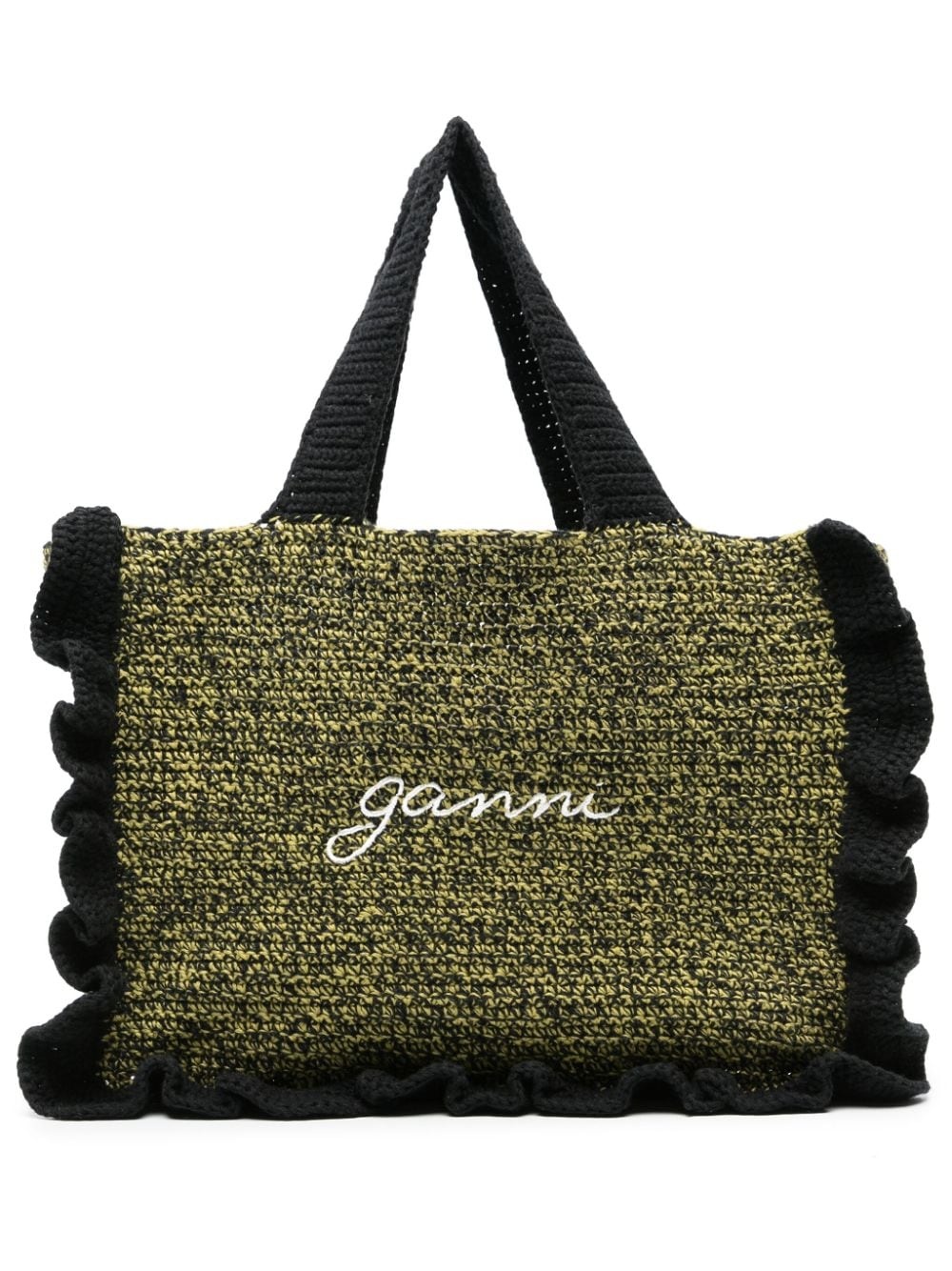 logo-embroidered knitted tote bag - 1