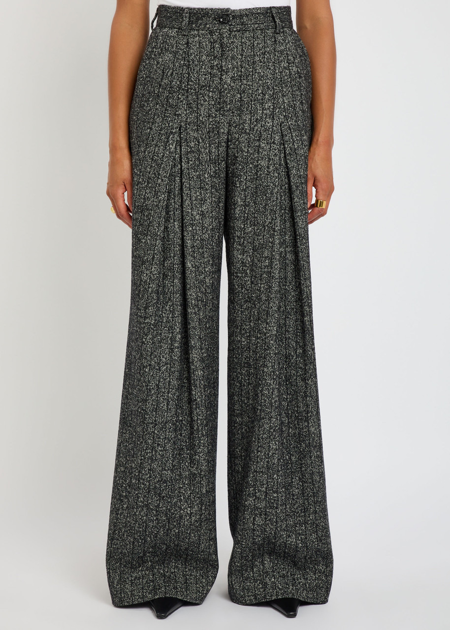 Dolce & Gabbana Striped Wide-leg Wool-blend Trousers - 2
