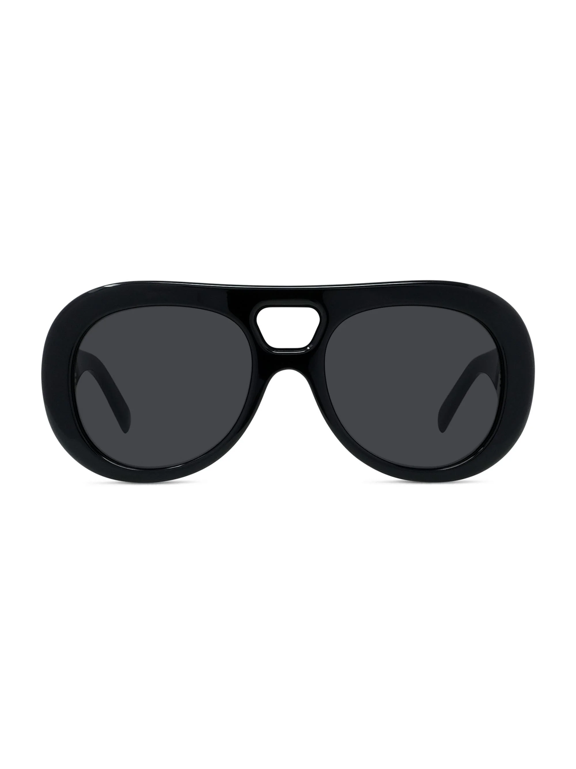 Women's Bold 53MM Round Sunglasses - Shiny Black Smoke - 1