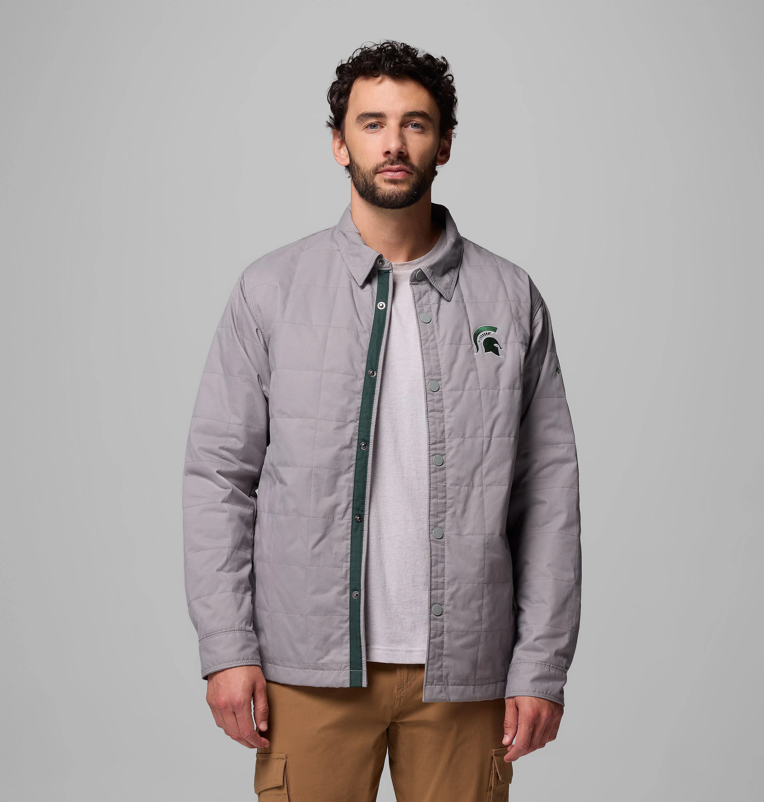 Men's Collegiate Campus Roam Quilted Shirt Jacket - Michigan State - 1
