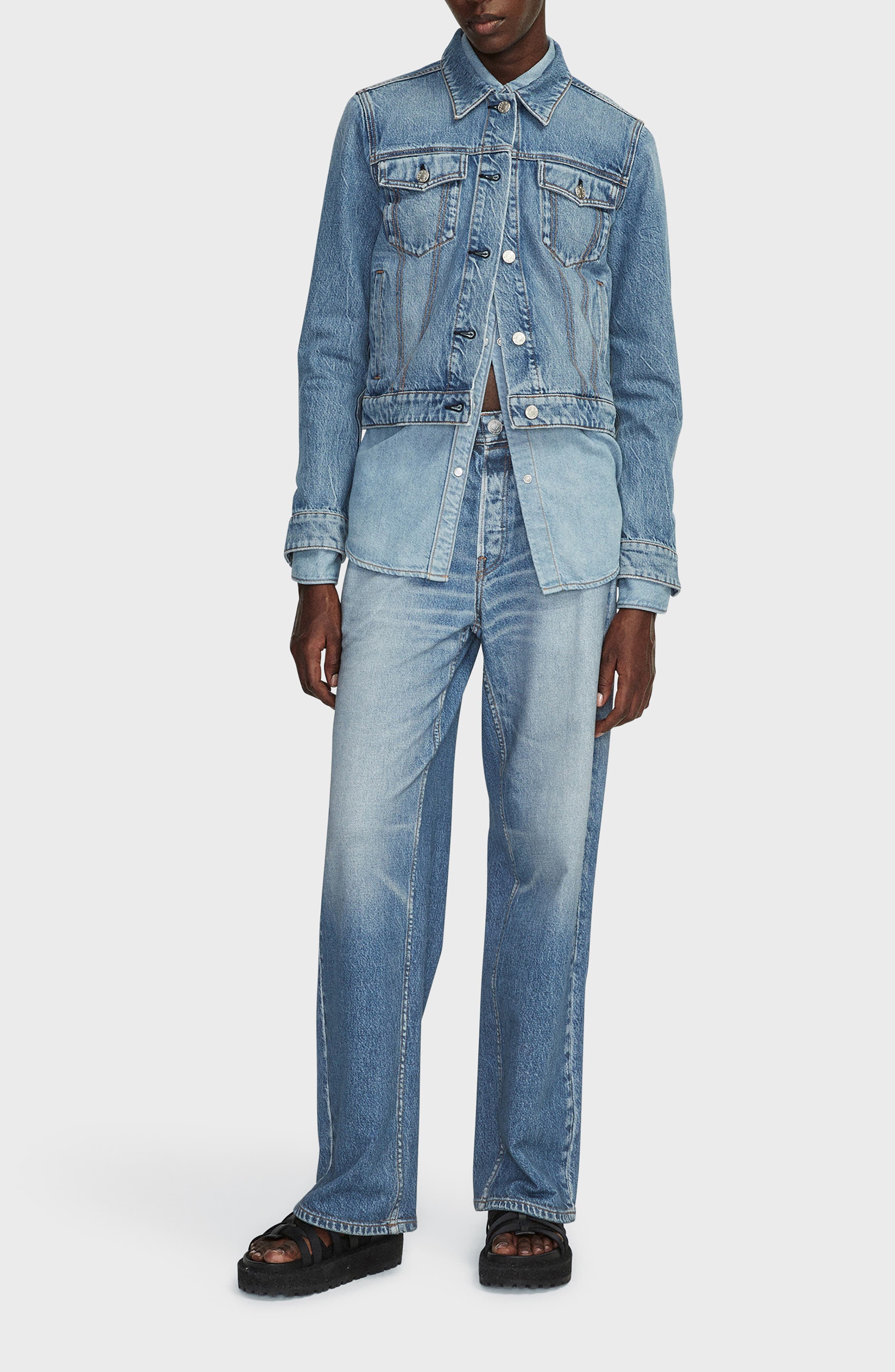 rag & bone Miramar Wide Leg Cotton Terry Sweatpant Jeans in Noosa at Nordstrom - 5