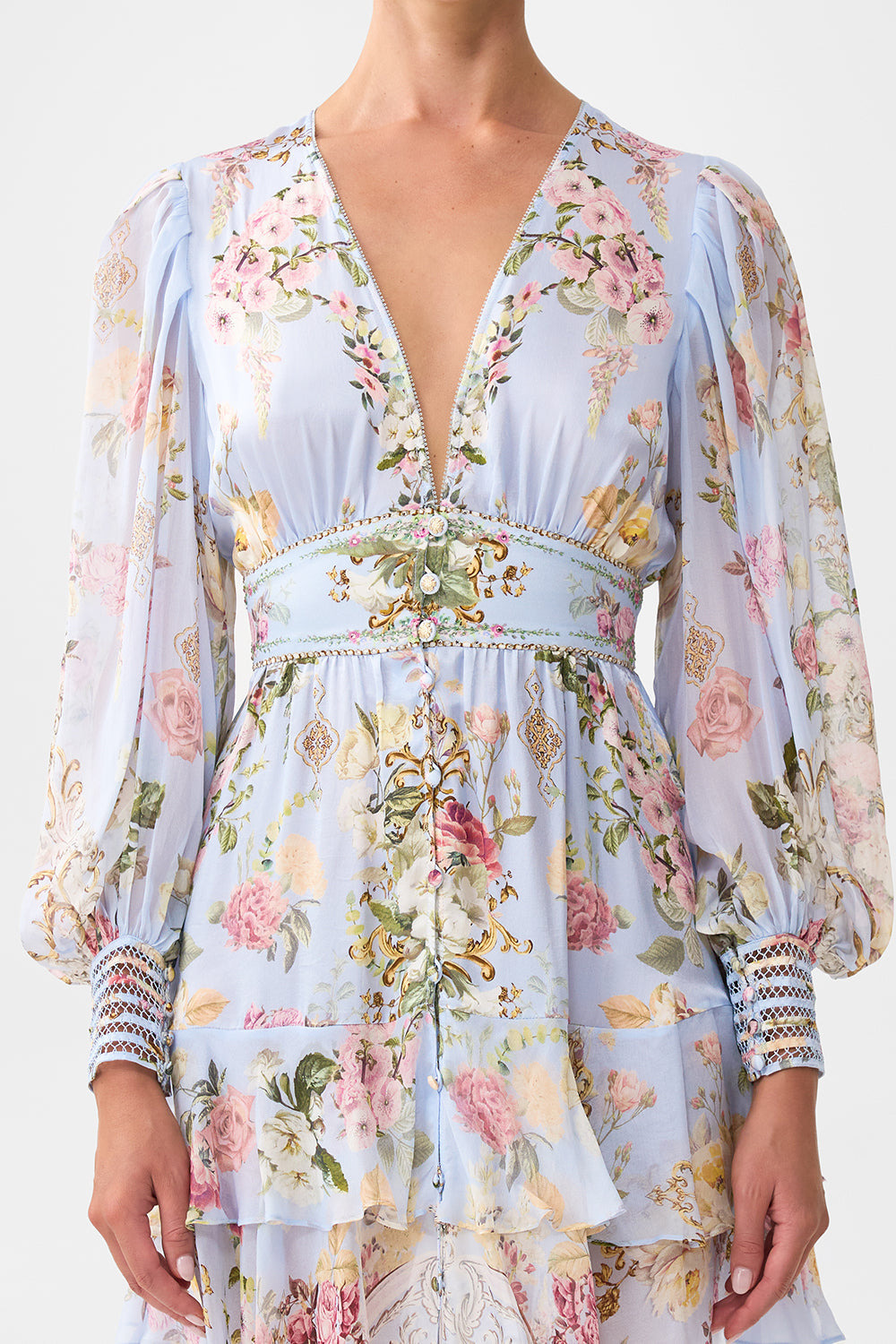 BUTTON FRONT FRILL DRESS - 6