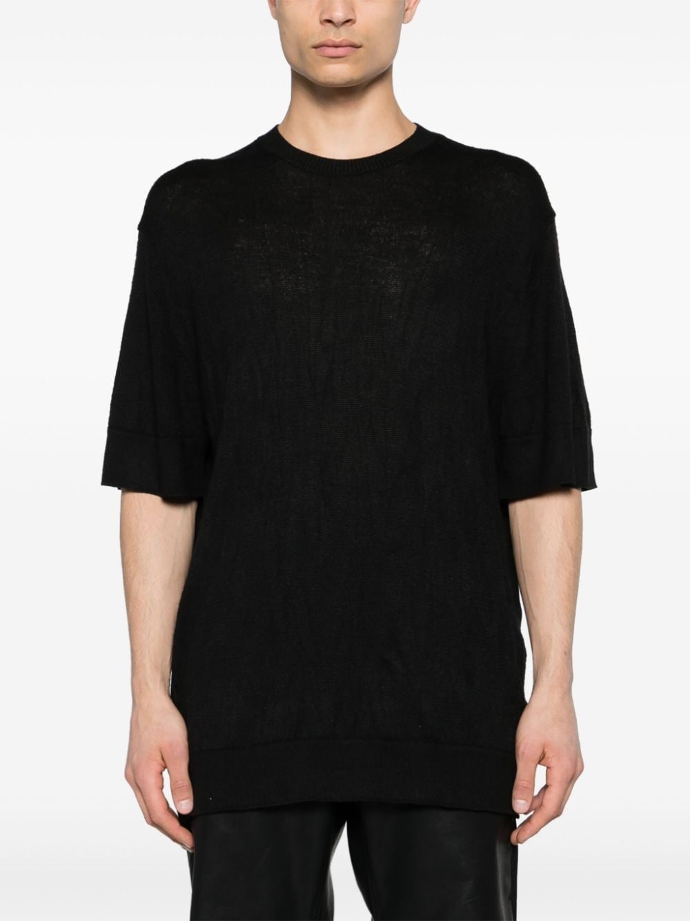 crushed-effect crew-neck T-shirt - 3