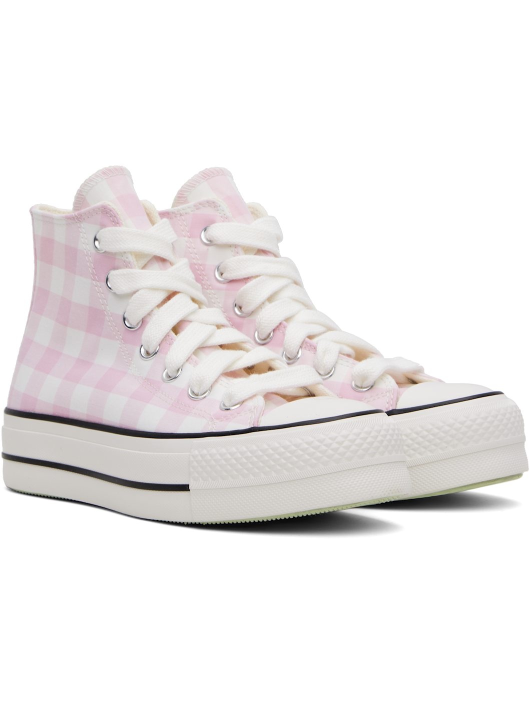 Pink & White Chuck Taylor All Star Gingham Sneakers - 4
