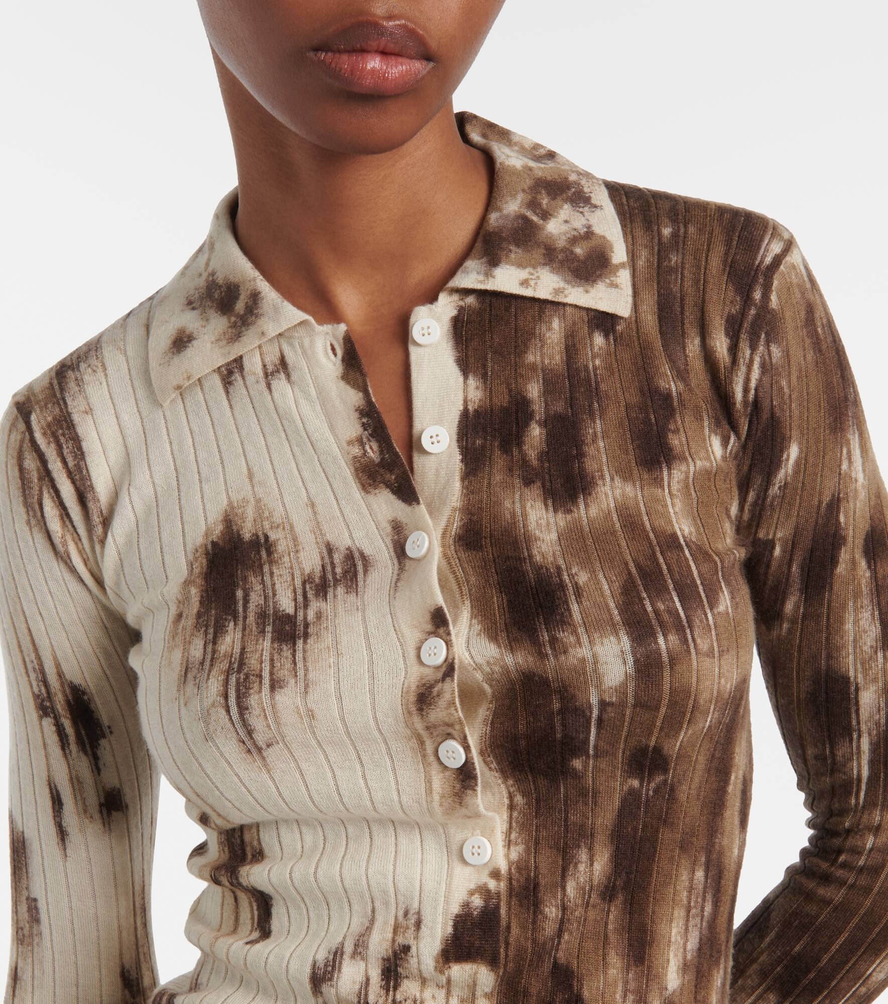 Printed cashmere and silk polo sweater - 4