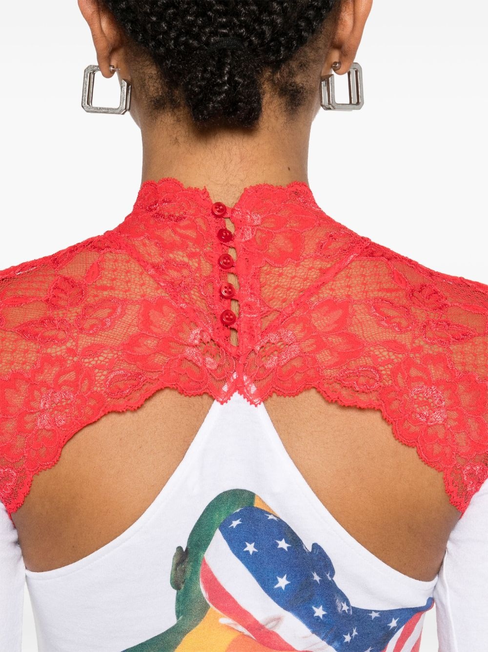 regenerated lace-detail bodysuit - 5